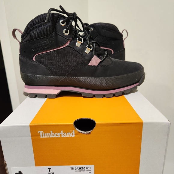 TIMBERLAND EURO HIKER WATERPROOF MID HIKER BLACK NUBUCK WOMENS 7 M WITH BOX - Picture 15 of 16